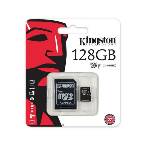 Карта памяти Kingston Class 10 MicroSDXC 128GB + адаптер для SD