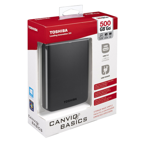 Внешний жёсткий диск Toshiba 500GB 8Mb 2.5" Canvio Basics HDTB305EK3AA USB 3.0 Чёрный
